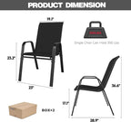 Black Patio Chairs Set of 4, Stackable Outdoor Dining Chairs - Image 2
