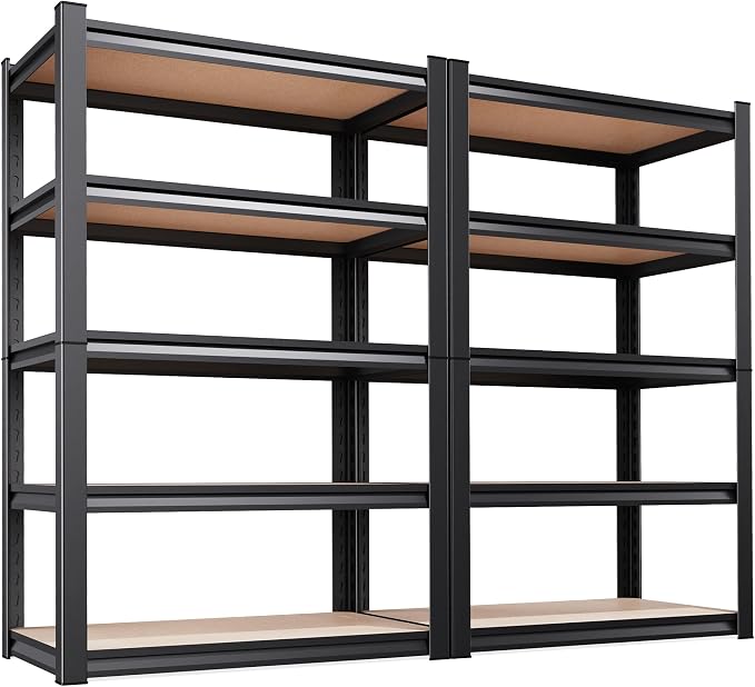 2Pack Storage Shelves, 2500lbs Garage Shelving, Adjustable Heavy Duty Shelving by KORVENA