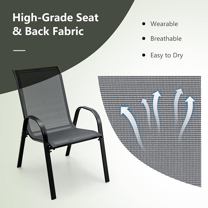 S AFSTAR Outdoor Chairs Set of 4, Stackable Patio Chairs - Image 4