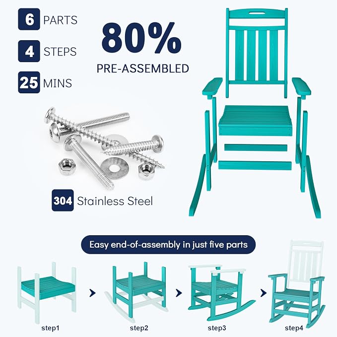 Oversized HDPE Outdoor Rocking Chair, All-Weather Resistant, Aruba | Heavy Duty - Image 9