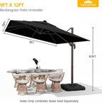 9x12 FT Patio Cantilever Umbrella, Rectangular Heavy Duty Offset Umbrella - Image 2