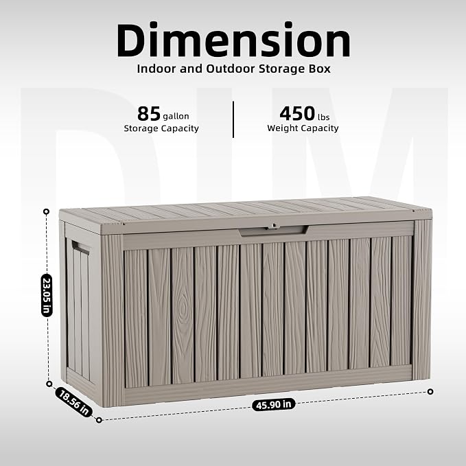 PatioZen 85 Gallon Deck Box Outdoor, Weatherproof Resin Patio Storage Box - Image 2