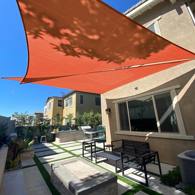 Sun Shade Sail 8'x12'x14.4' Terra Red Triangle Custom Size | 95% UV Block by SUNLAX