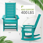 GREENVINES Oversized Outdoor Rocking Chairs Set of 2, HDPE Rocker, Aqua | 21.7" - Image 3