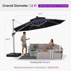 PURPLE LEAF Cantilever Umbrella 13ft Solar LED Light Double Top, Support to - Image 8