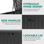 YITAHOME 90 Gallon Large Deck Box | Double-Wall Resin Outdoor Storage Boxes - Image 4
