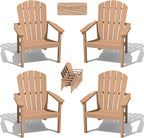 Compact Stackable Adirondack Chairs Set of 4, Teak | 26.3" Wide HDPE, by nevilywood