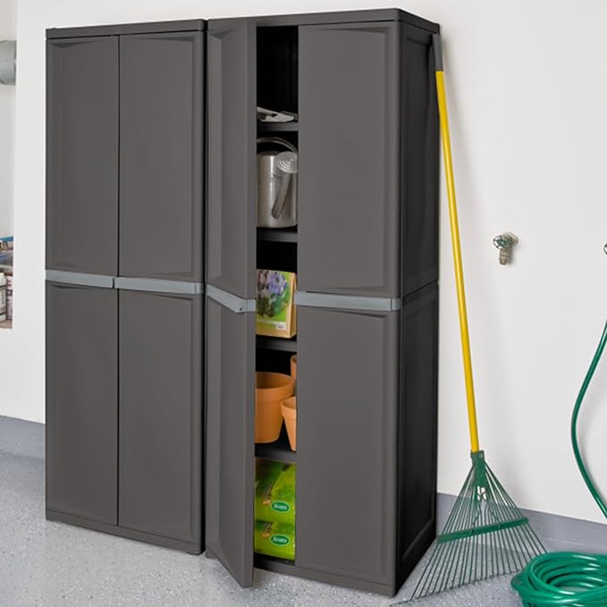 Sterilite 4 Shelf Cabinet, Durable Plastic Storage Solution, 1 Pack | - Image 2