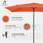 JEAREY 6.5x10 ft Rectangular Patio Umbrellas Rectangle Outdoor Umbrella - Image 7