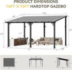 Aoxun 16’x10’ Gazebo for Patio, Gazebo Pergola - Image 2