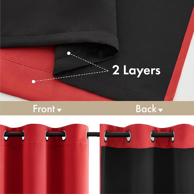 MIULEE Red 100% Blackout Curtains - Image 3