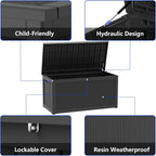320 Gallon Outdoor Storage Box Resin Deck Box All Weather Waterproof Large - Image 5
