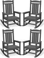 Oversized Outdoor Rocking Chairs Set of 4, HDPE Porch Rockers by KINGYES