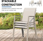 Outdoor Patio Chairs Set of 6, Ivory Beige Stackable Outdoor Chairs, - Image 2