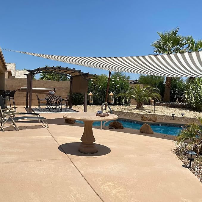 Quictent Sun Shade Sail for Patio w/Hardware Kit 185GSM 20x20ft White&Grey | - Image 8