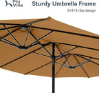 PHI VILLA 15ft Large Outdoor Patio Umbrella - Image 8