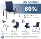 Amopatio Patio Chairs Set of 6, Outdoor Stackable Dining Chairs - Image 5