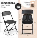 10 Pack Foldable Plastic Chair | Folding & Stackable | 350 lbs Capacity Steel - Image 2