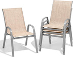Patio Chairs Set of 4, All Weather Outdoor Dining Chairs | Stackable Dining by Dovov