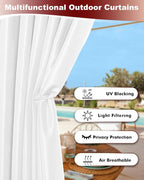 White Grommet Outdoor Curtains for Patio Waterproof 8 Pcs 54x108 In | - Image 3