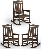 Oversized Outdoor Rocking Chairs Set of 3, 380lbs Heavy-Duty Large Patio Rocker by CIOKEA