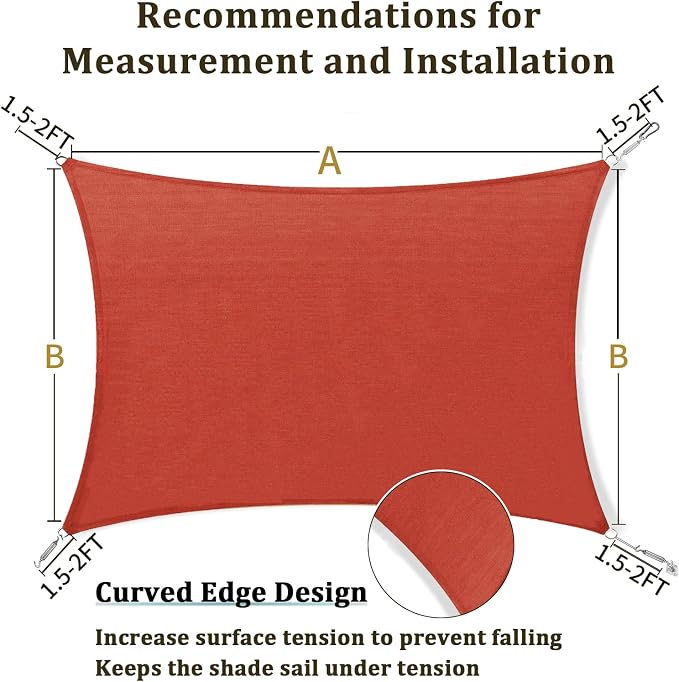 Shade&Beyond 8'x11' Sun Shade Sail Canopy Rectangle, UV Block Breathable Curved - Image 5