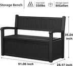 PatioZen 80 Gallon Outdoor Storage Bench Deck Box, Outdoor Storage Furniture - Image 6