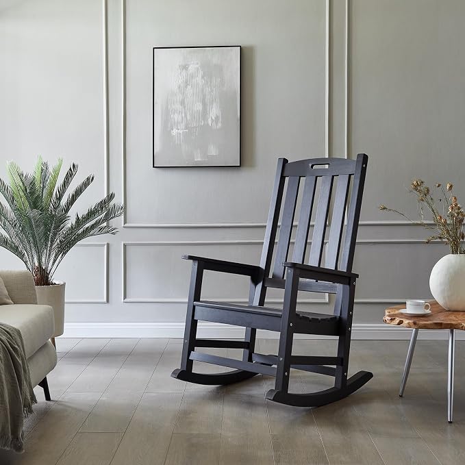 Oversized Outdoor Rocking Chair, HDPE Porch Rocker | High Back Rocking Chairs - Image 2