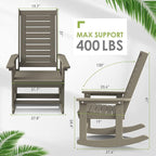 GREENVINES Outdoor Rocking Chairs Set of 2, HDPE Rocker, Desert Brown | Wood - Image 3