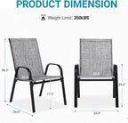 Patio Chairs Set of 6, Breathable Textilene, Weatherproof Frame, Quick Setup - Image 2