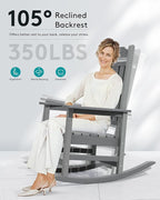 SERWALL Oversized Outdoor Rocking Chairs Set of 4, Patio Rocker Unique Gray | - Image 3