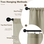 Outdoor Curtains for Patio Waterproof Rod Pocket 6 Pcs 54x84 Inch Taupe | - Image 3