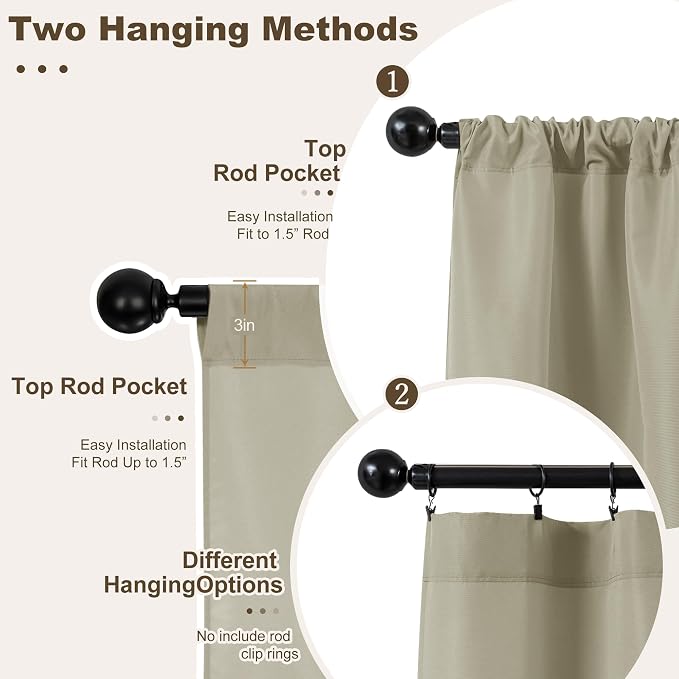 Outdoor Curtains for Patio Waterproof Rod Pocket 4 Pcs 54x95 Inch Taupe | - Image 2