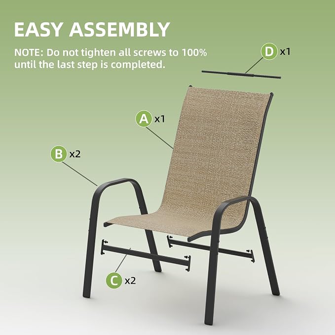 Patio Chairs Set of 4, Outdoor Stackable Dining Chairs - Image 6