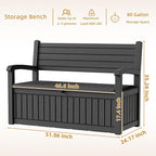 Garden Bench, Outdoor Storage Bench, Resin Patio Furniture Seating | - Image 2