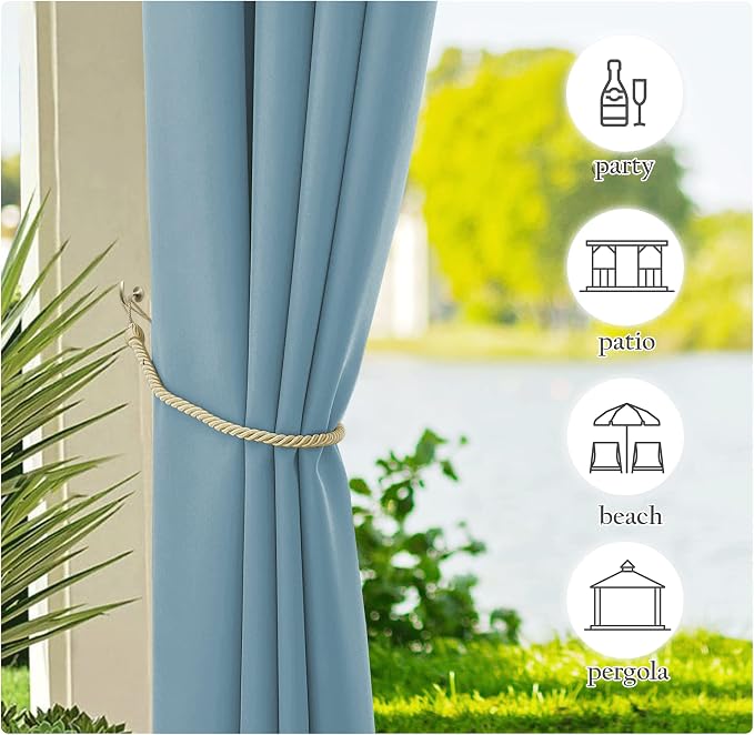 NICETOWN Canvas Outdoor Waterproof Patio Curtains 2 Pieces, Rustproof Grommets - Image 7