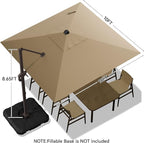 10x10FT Cantilever Outdoor Umbrella, 360° Rotating Large Offset Square Patio - Image 3