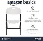 Amazon Basics Foldable Portable Plastic Chair, 350-Pound Capacity - Image 4