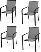 Anmutig Stackable Outdoor Dining Chairs Set of 4, Textilene Fabric, Breathable by Anmutig