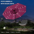 9FT Patio Umbrella with Solar Lights, Outdoor Market Umbrella with Tilt and - Image 2