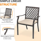 Patio Stackable Dining Chairs Set of 6, Outdoor Metal High Back Chairs Set - Image 5