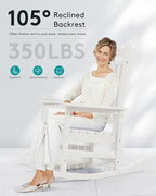 SERWALL Outdoor Rocking Chair, HDPE Oversized Rocking Chair Outdoor - Image 3