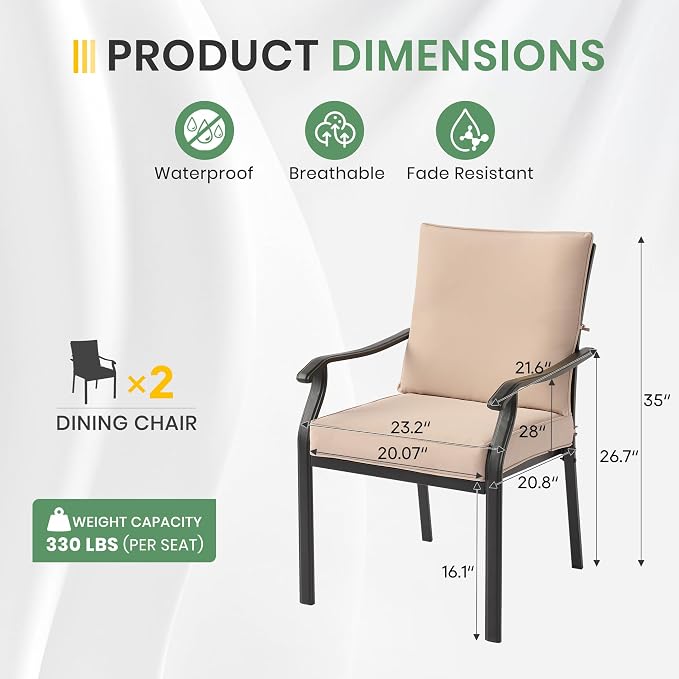 LVUYOYO Outdoor Patio Dining Chairs Set of 2, Metal Stackable Chairs Set - Image 2