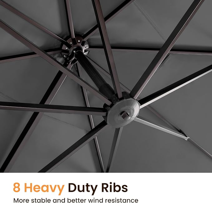 9' X 12' Cantilever Patio Umbrella Rectangular Outdoor Umbrellas | Heavy Duty - Image 5