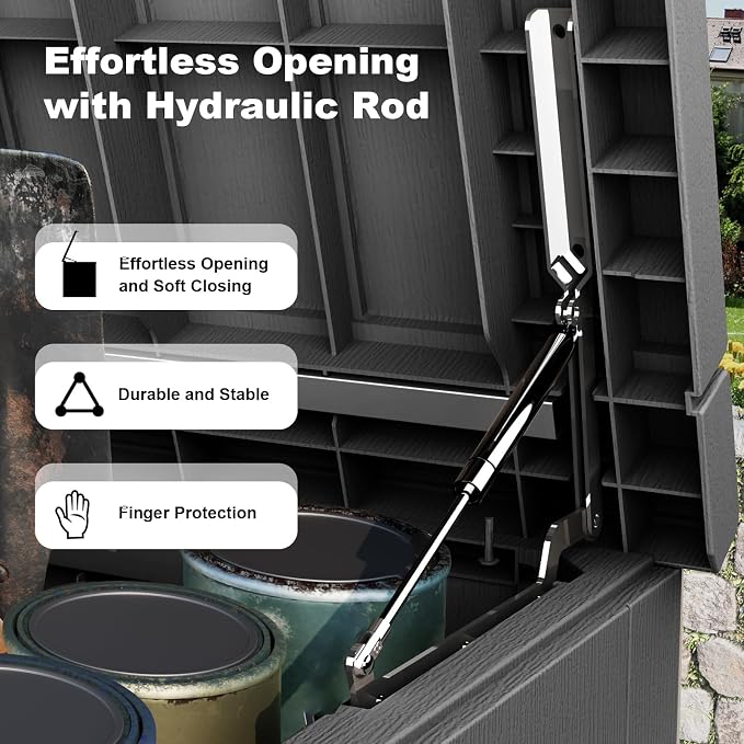 PatioZen 280 Gallon Resin Deck Box, Lockable Weatherproof Outdoor Storage Box - Image 2