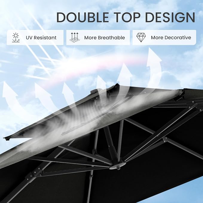 10x10 FT Outdoor Cantilever Patio Umbrella, Waterproof & UV-Protective Fabric - Image 6