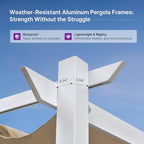 PURPLE LEAF Outdoor Pergola 10' x 10' White Pergola, Double Canopy, Khaki | - Image 7