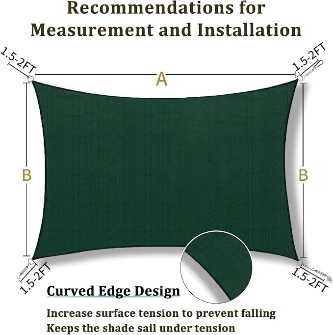 Shade&Beyond 7'x11' Sun Shade Sail Canopy Rectangle, UV Block Breathable Curved - Image 5