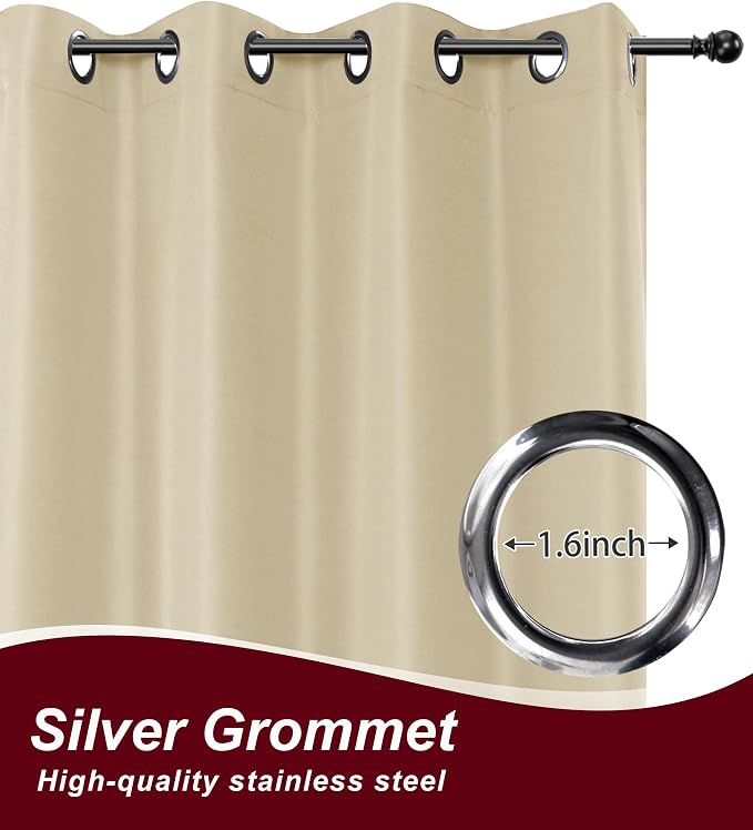 Grommet Outdoor Curtains for Patio Waterproof 8 Pcs 54x120 In Cream | - Image 2