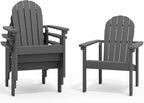 SERWALL HDPE Stackable Adirondack Chairs Set of 4, Space-Saving - Image 3